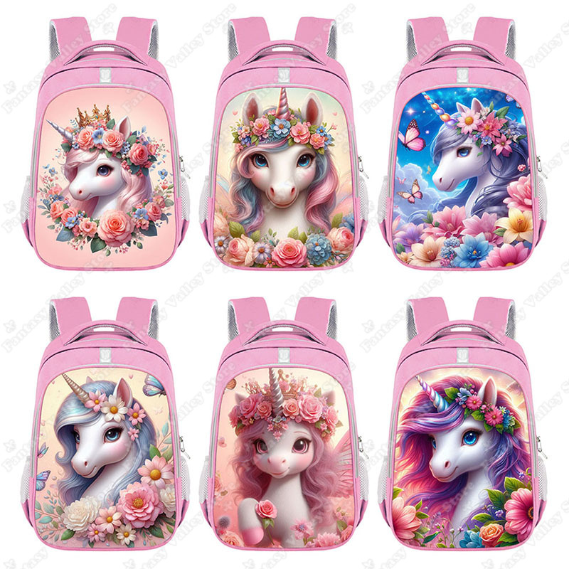 School Backpack Teen - 3D Unicorn Flower Print Backpacks Cartoon