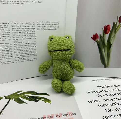 Mini Backpack Purse - Kawaii Green Frog Plush Keychain Soft