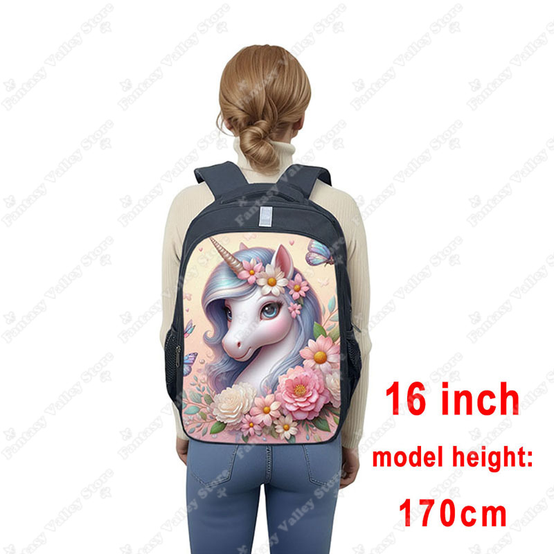 3D Unicorn Flower Print Backpa - đánh giá và giá School Backpack Teen