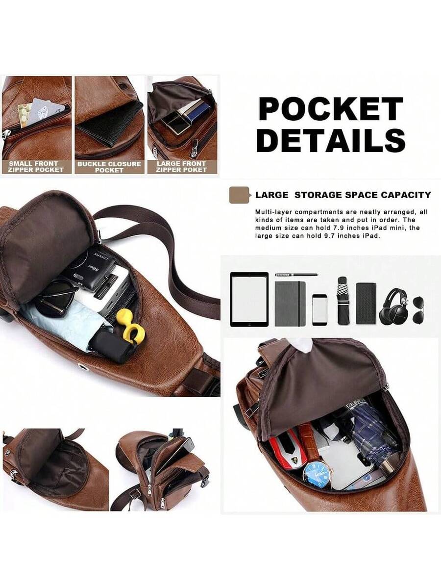 Mens Sling Bag With USB Port,  - đánh giá và giá Sling Backpack Shoulder
