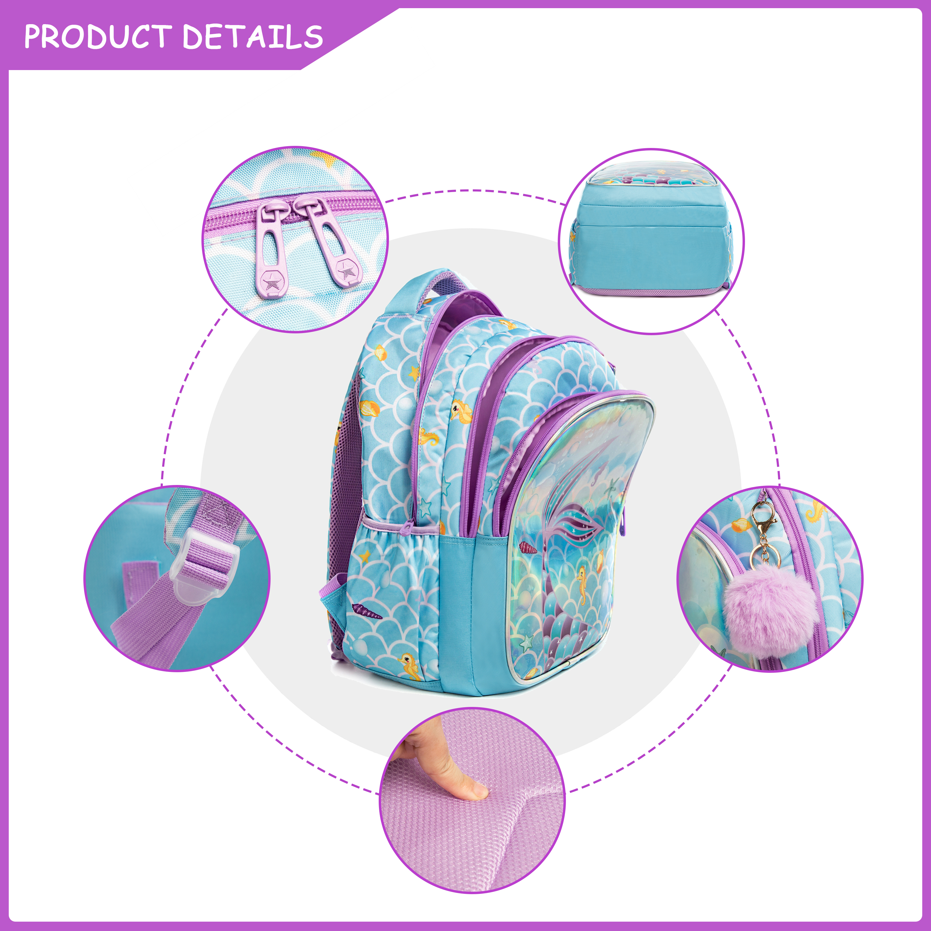 Meetbelify Cute  Blue Mermaid  - đánh giá và giá School Backpack Teen