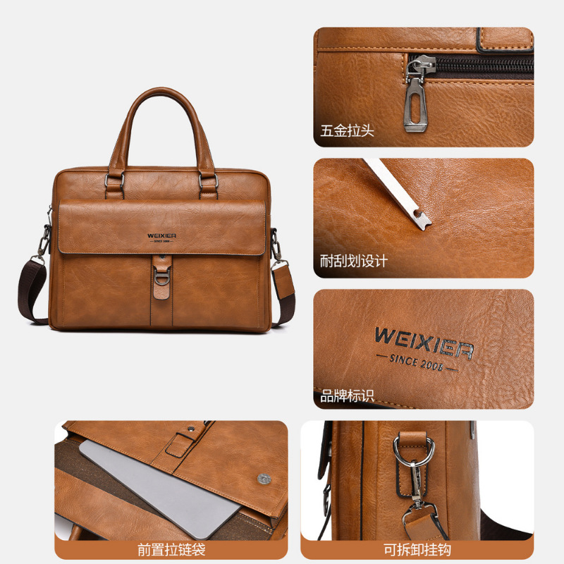 Vintage Dark Brown PU Leather  - đánh giá và giá Laptop Backpack 15.6