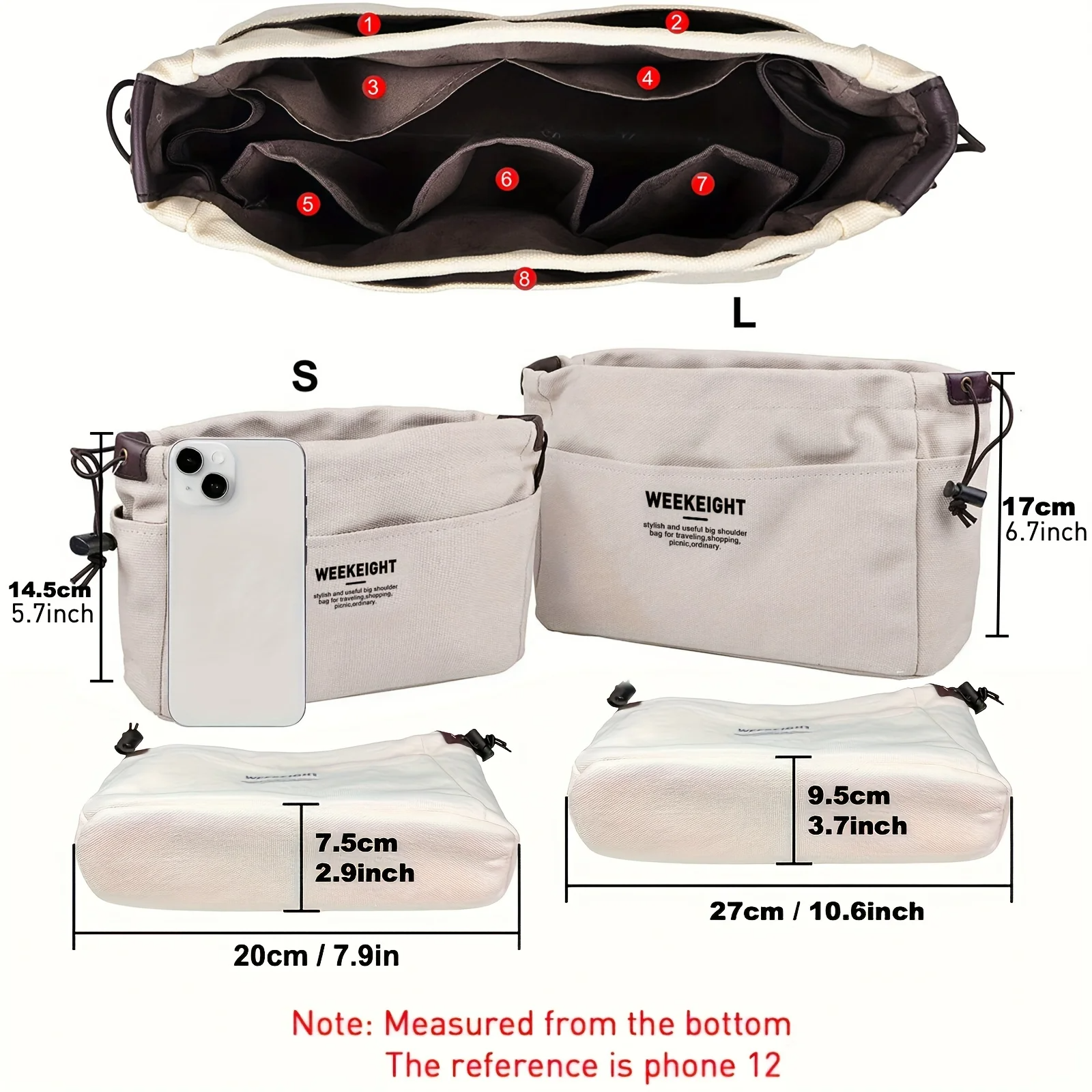 1/2pcs Drawstring Canvas Stora - đánh giá và giá Backpack Insert Organizer