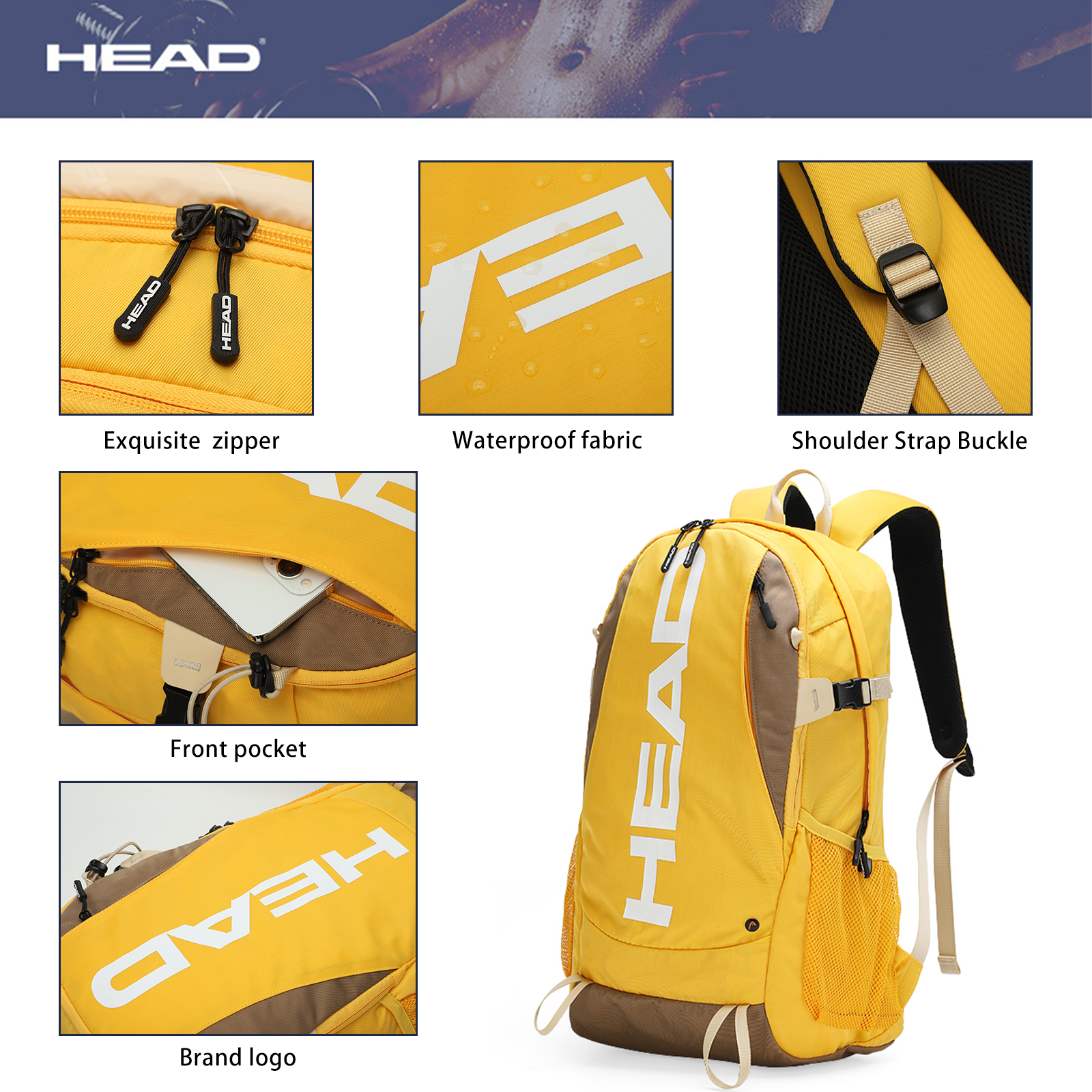 HEAD Waterproof Sport Gym Back - đánh giá và giá Laptop Backpack 15.6